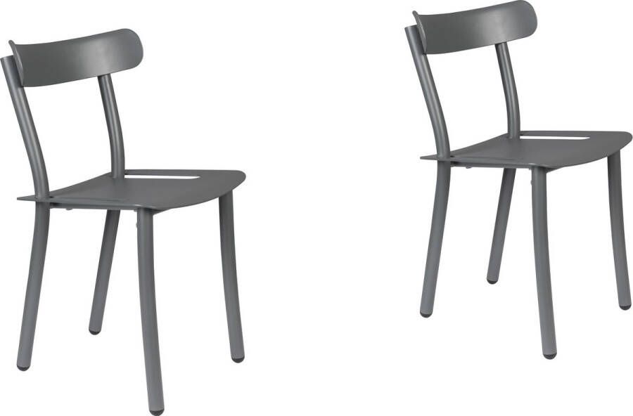 Zuiver Friday Tuinstoelen Stapelbaar Grijs Set van 2