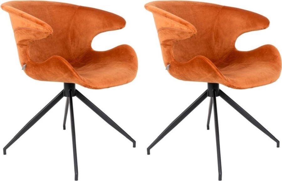 Zuiver Mia Eetkamerstoelen met armleuning Oranje Set van 2