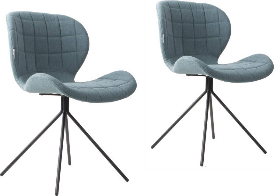 Zuiver OMG Eetkamerstoelen Blauw Set van 2