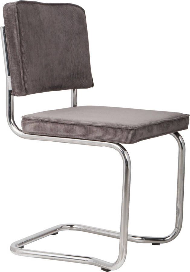 Zuiver Ridge Rib Kink Eetkamerstoelen Grijs Set van 2