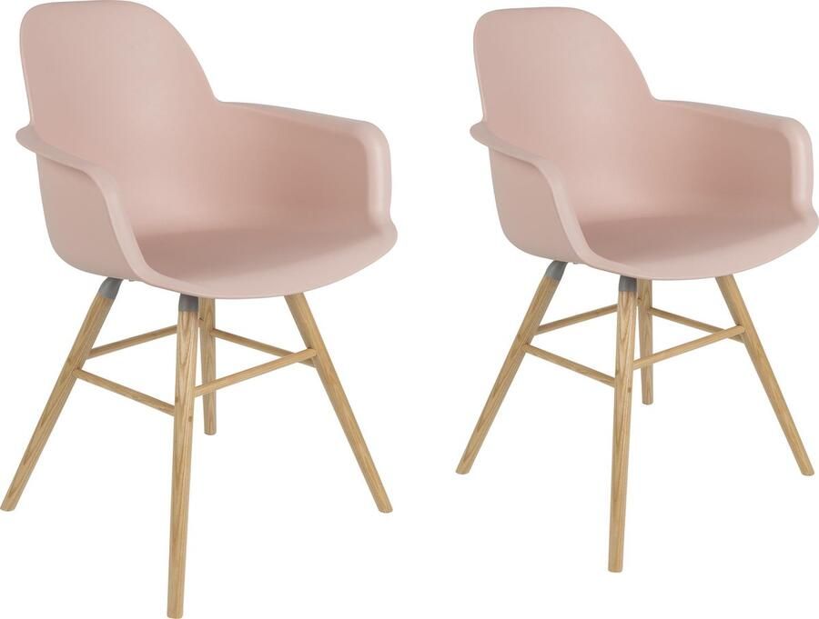 Zuiver Albert Kuip Eetkamerstoelen met armleuning Roze Set van 2
