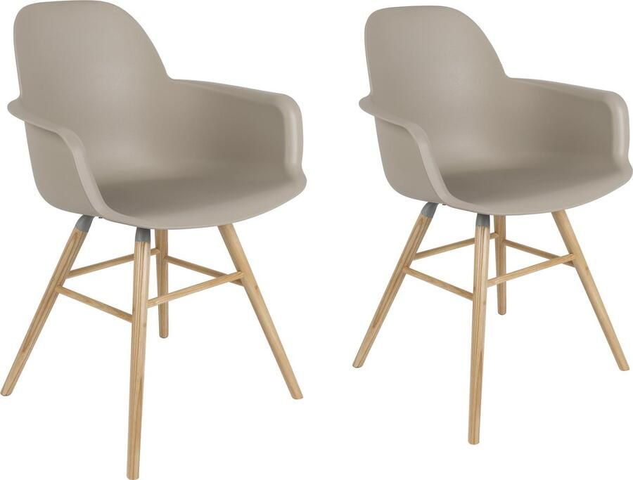 Zuiver Albert Kuip Eetkamerstoelen armleuning Taupe Set van 2 - Foto 1