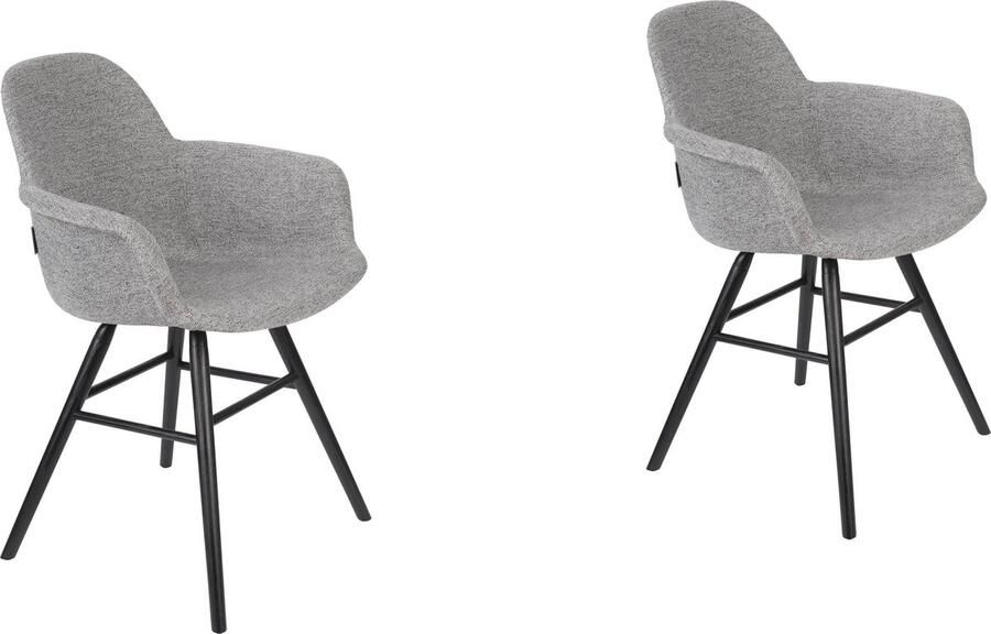 Zuiver Albert Kuip Soft Eetkamerstoelen armleuning Grijs Set van 2