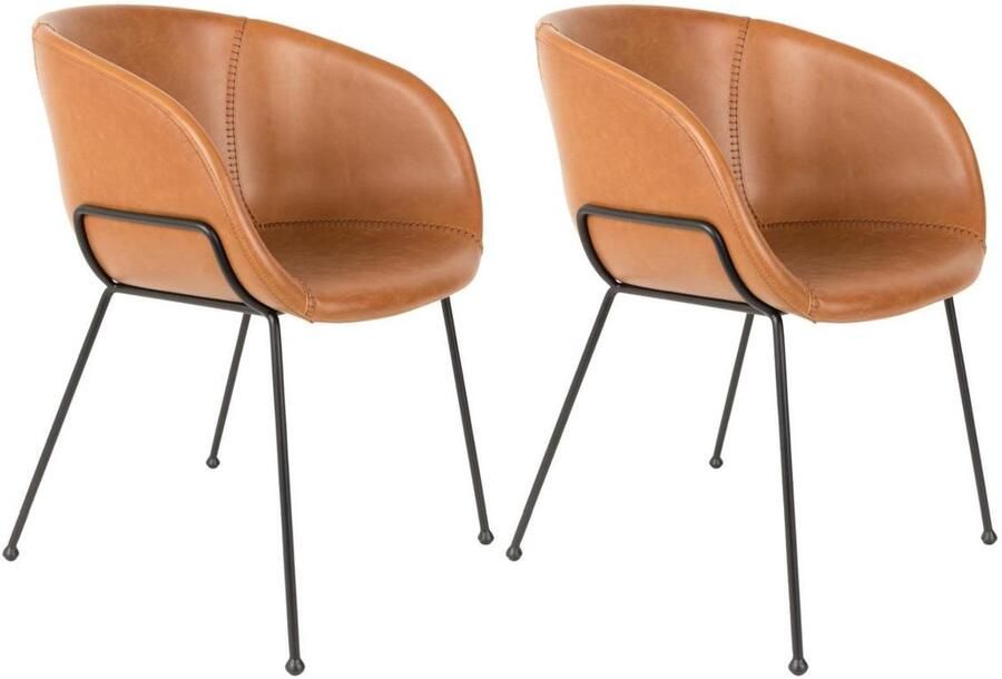 Zuiver Feston Eetkamerstoelen Bruin Set van 2