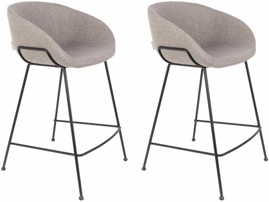 Zuiver Feston Fab Barkruk 65 cm Grijs Set van 2