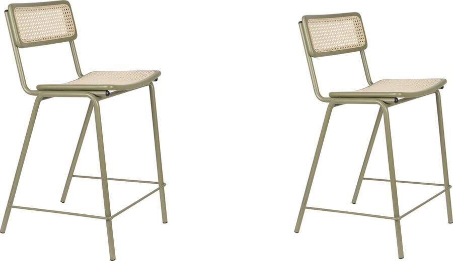 Zuiver Jort Barkruk 66 5 cm Groen Naturel Set van 2