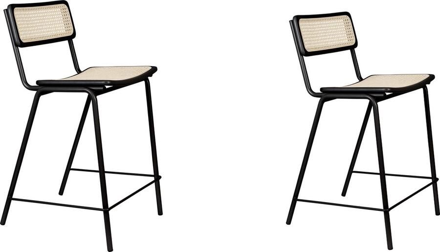 Zuiver Jort Barkruk 66 5 cm Naturel|Zwart Set van 2