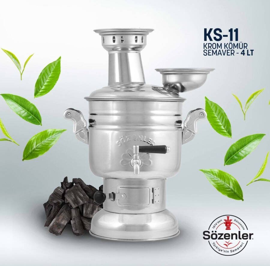 Zum celik Sözenler Turkse verchroomde Samowar Semaver 4 5 liter 150 oz Free Energy boiler en theemaker voor boot camping wandelen jagen zeilen