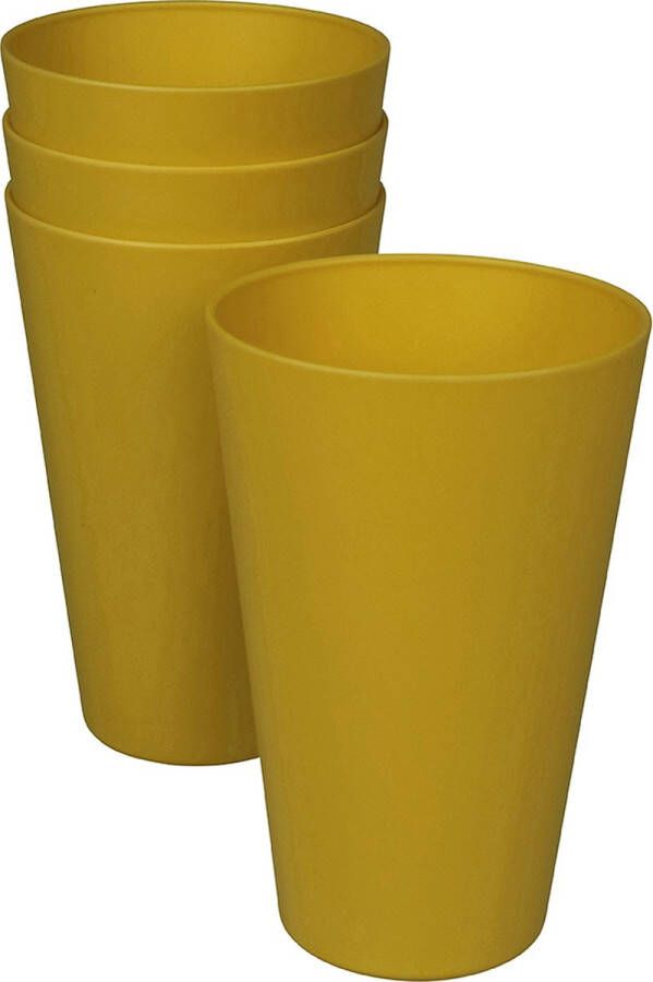 Zuperzozial C-PLA bekers RELOAD-CUP saffron yellow geel 400ml set 4