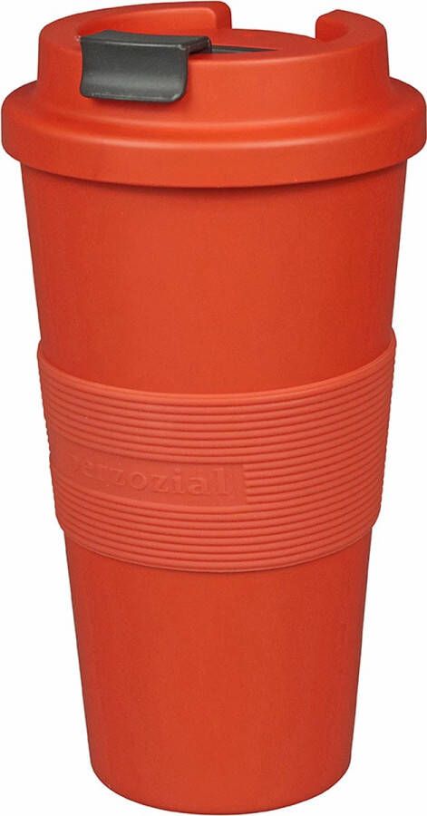 Zuperzozial C-PLA reisbeker koffiebeker coffee to go beker TIME-OUT MUG large terra red rood 480ml