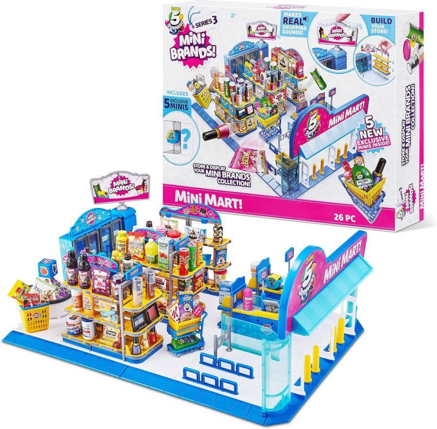 ZURU 5 Surprise Mini Brands Mini Mart serie 3 Supermarkt Bouw je eigen winkel Inclusief 5 Mystery Mini's 26pcs