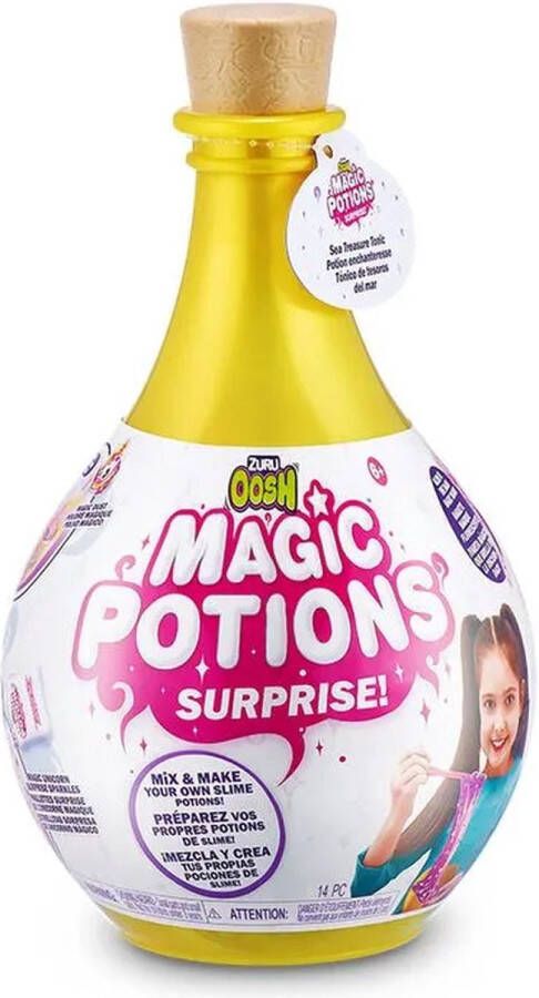 ZURU Oosh Magic Potions Surprise Geel Maak je eigen slijm Inclusief glow-in-the-dark toverstaf Slijmset Slime voor kinderen Slijm maken Motoriek Speelgoed