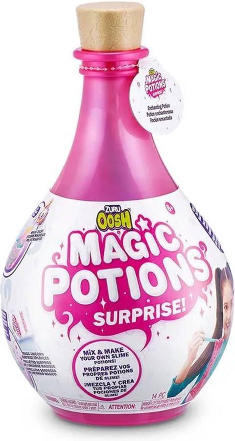ZURU Oosh Magic Potions Surprise Roze Maak je eigen slijm Inclusief glow-in-the-dark toverstaf Slijmset Slime voor kinderen Slijm maken Motoriek Speelgoed