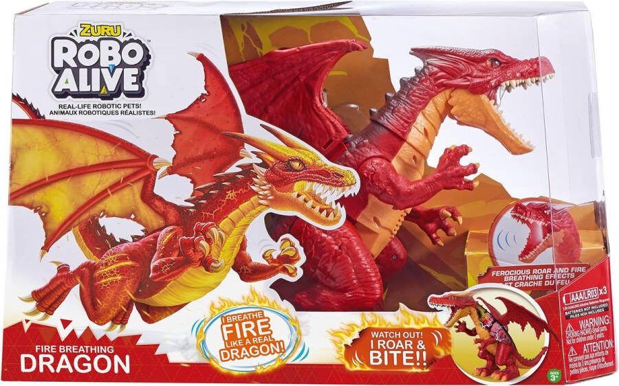 ZURU Robo Alive Dragon Fire 50 x 30 cm groot Werkt op batterijen