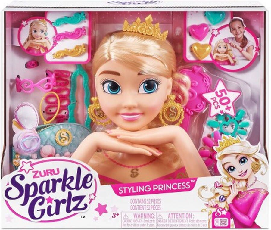 ZURU Ultimate Sparkle Girlz Princess Hair Styling Head Kaphoofd Prinses Styling Head Met Nagel Design