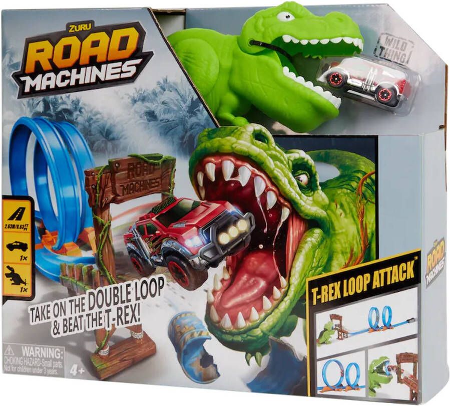 ZURU speelset T-rex Road Machines 4+ -racebaan en dino en stoere auto