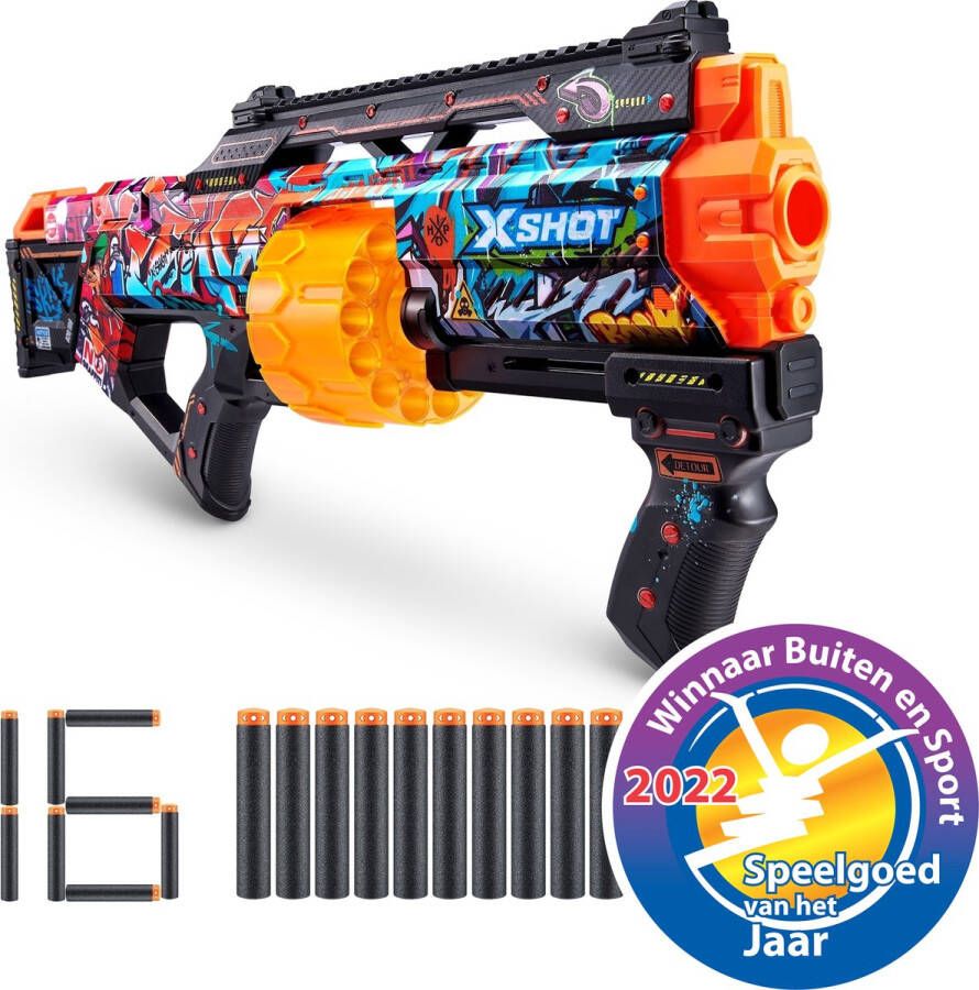 ZURU X-Shot Skins Last Stand Dart Blaster Graffiti Speelgoedblaster 16 Darts