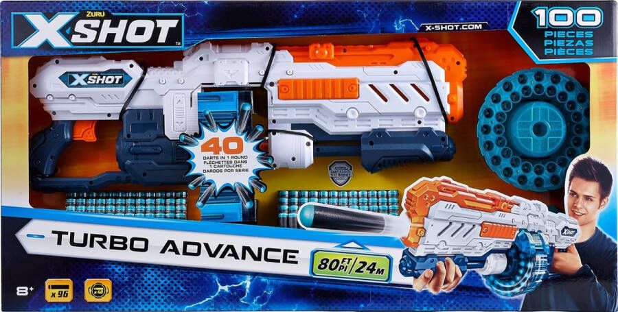 ZURU X-Shot Turbo Advance Blaster Pijltjes Pistool 96 Darts 24m Bereik