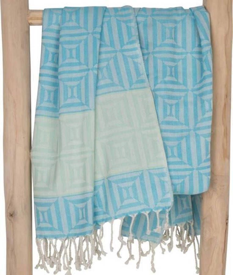 ZusenZomer Hamamdoek Square hammam handdoek saunadoek strandlaken hip trendy design dames 100x200 cm Turquoise
