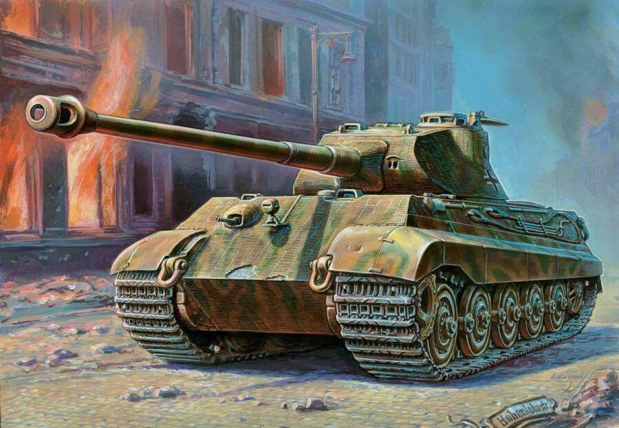 Zvezda 1:35 3616 Pz. Kpfw. VI Tiger II Ausf. B (Porsche Turret) German Heavy Tank Plastic Modelbouwpakket