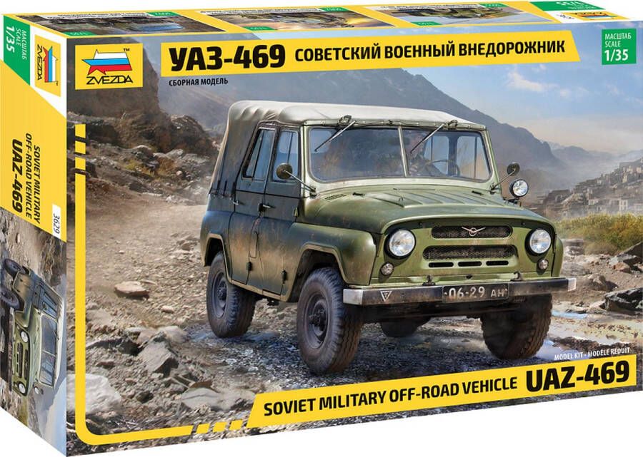 Zvezda 1:35 3629 UAZ-469 Soviet Military Off-Road Vehicle Plastic Modelbouwpakket