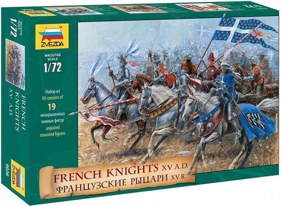 Zvezda 1:72 8036 Franse Ridders XV eeuw na Christus Figuren Plastic Modelbouwpakket