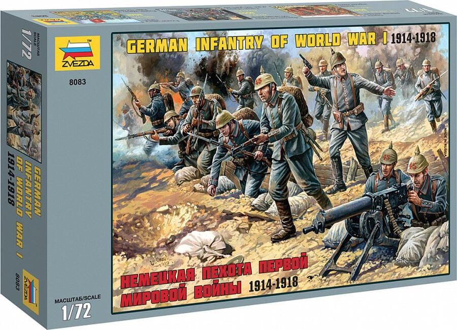 Zvezda 1:72 8083 Duitse infanterie WWI 1914-1918 Figuren Plastic Modelbouwpakket