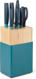 Zwilling Now Messenblok 8-Delig – 5 Messen – 1 Schaar – 1 Slijpstaaf – RVS Messenset Blueberry Blauw