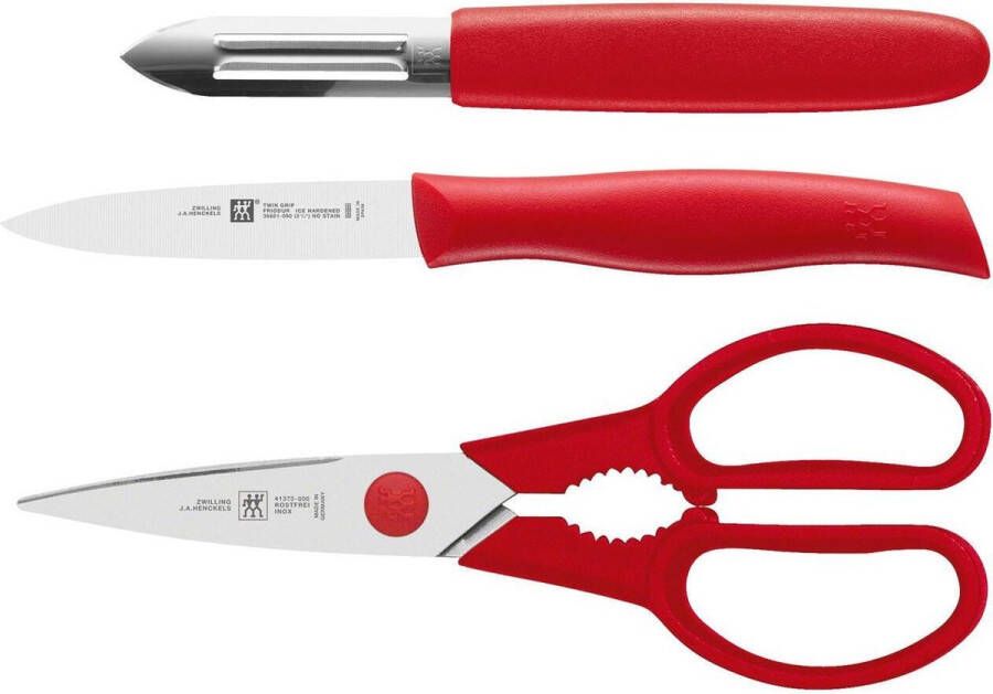 Zwilling TWIN GRIP MESSENSET 3-DELIG （ Rood）