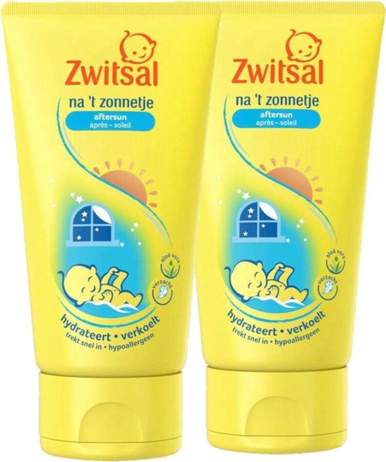 Zwitsal 2x Aftersun voor baby's en kinderen na 't zonnetje creme Hydrateert en verkoeld Trekt snel in Hypoallergeen