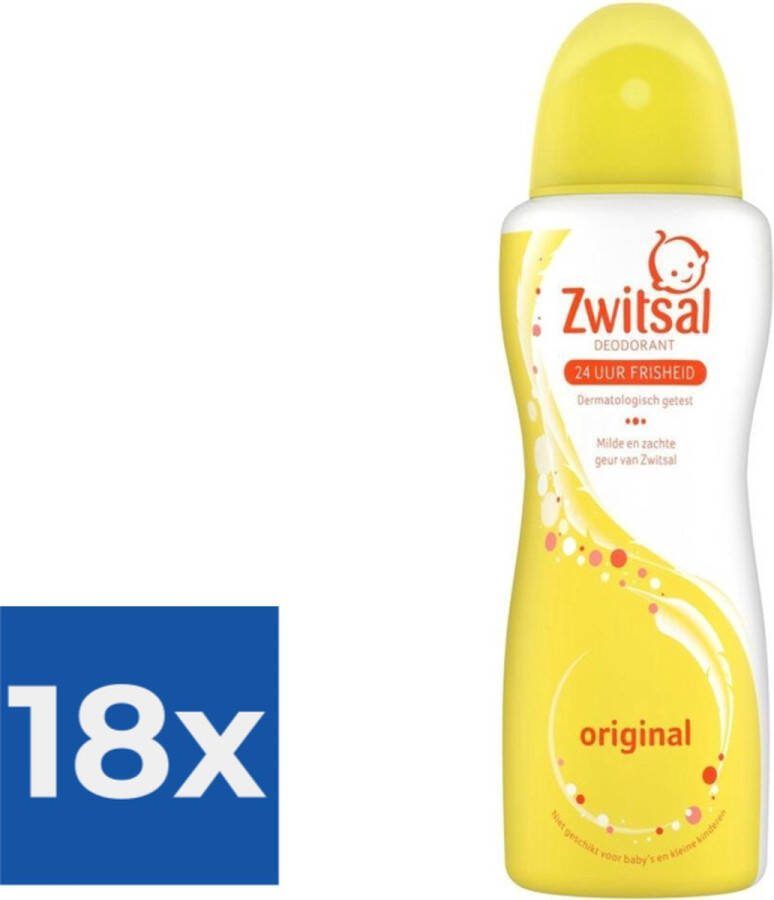 Zwitsal Deodorant Spray Orgineel 100 ml Voordeelverpakking 18 stuks
