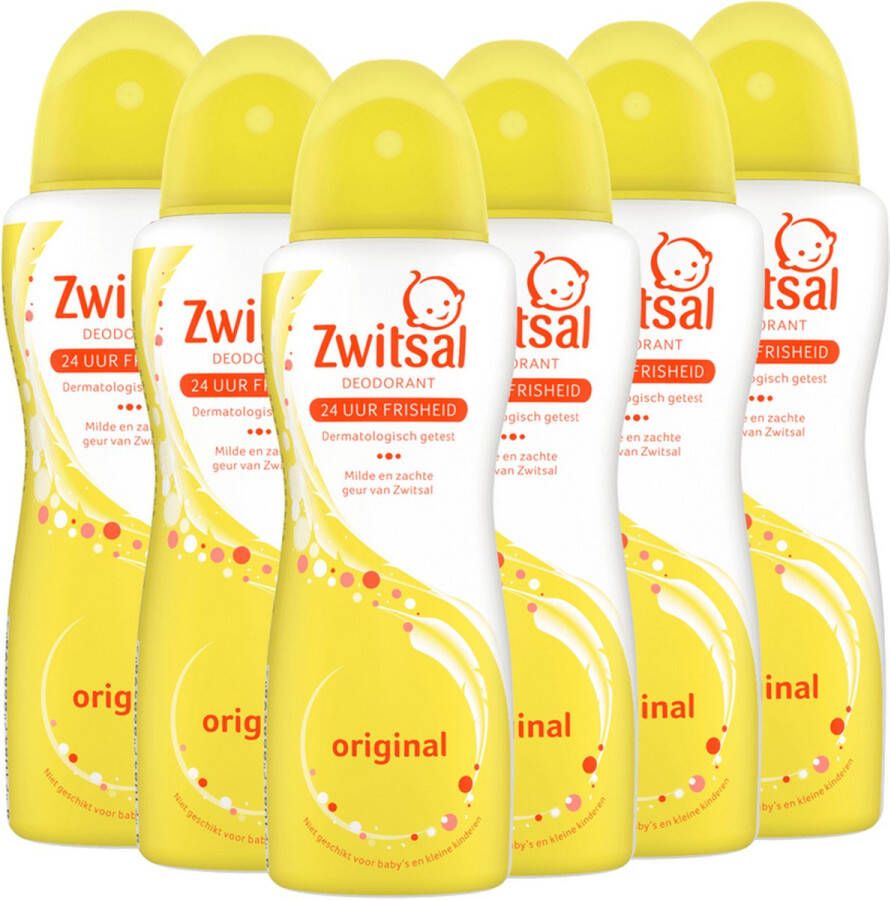 Zwitsal Deodorant Spray Orgineel 6 x 100 ml Voordeelverpakking