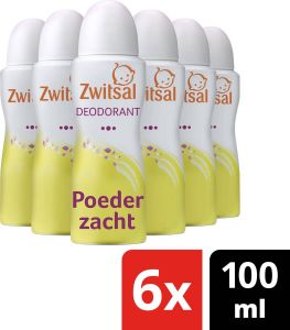 Zwitsal Poederzachte deodorant 6 x 100 ml voordeelverpakking
