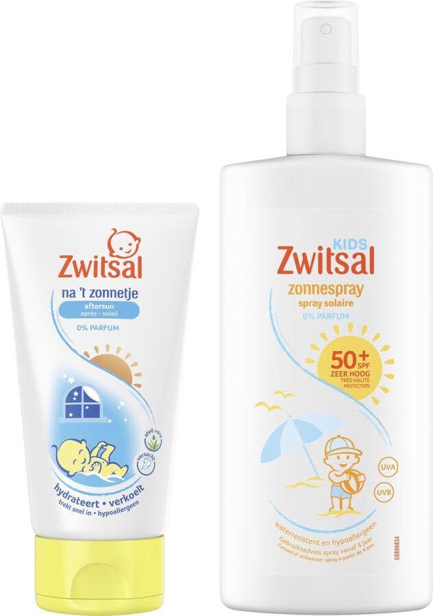 Zwitsal Voor en Na 't zonnetje 0% parfum Zonnespray 200 ml + Aftersun 150 ml Zonnepakket