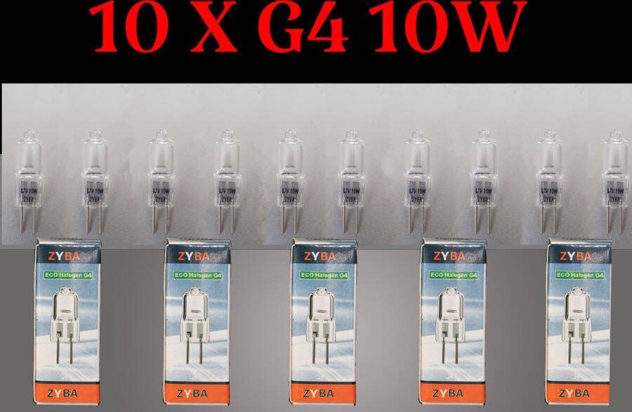Zyba 10x ECO G4 Halogeenlampen 10 watt- G4 steeklampen ( 10 stuks) warmwit en dimbaar