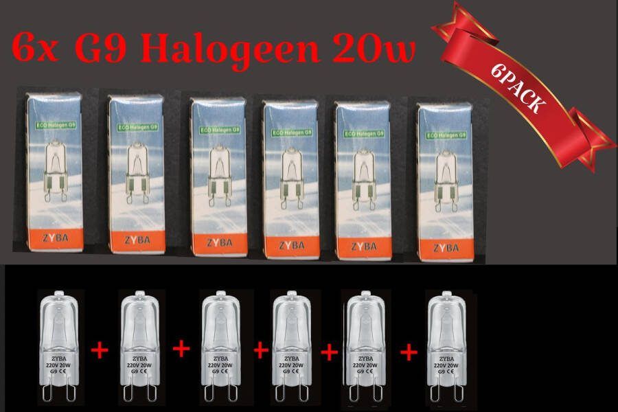 Zyba G9 Halogeenlampen ( 6 stuks) . G9 steeklamp Halogeenlamp 20w warmwit en dimbaar.. G9 Ovenlamp