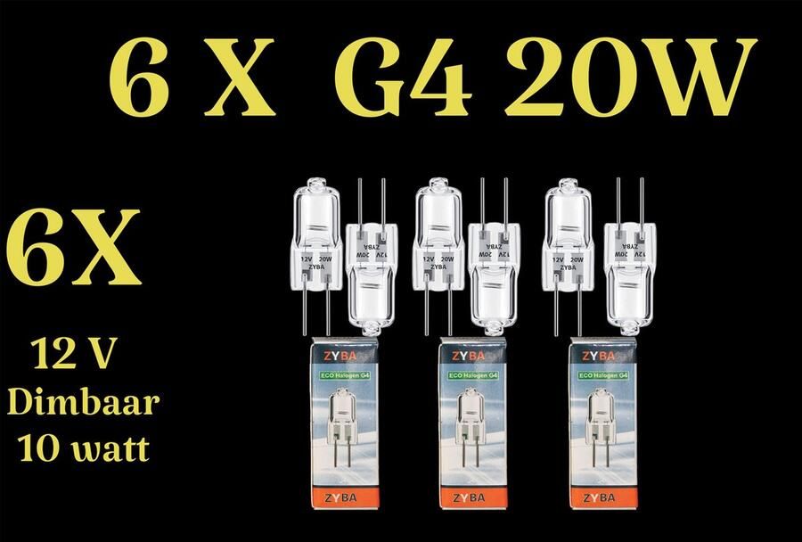 Zyba 6x G4 halogeenlampen 20 watt