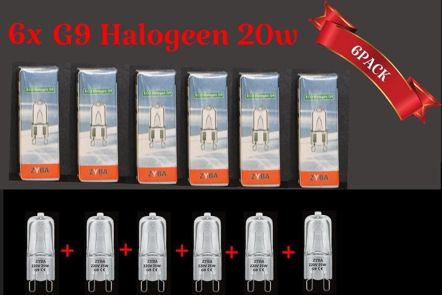 Zyba G9 Halogeenlampen ( 6 stuks) Dimbaar. G9 steeklamp Halogeenlamp 25w warmwit en dimbaar.. G9 Ovenlamp