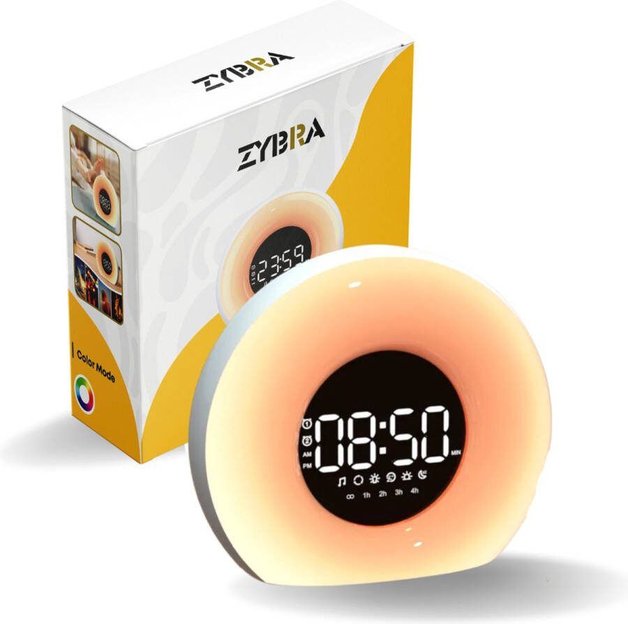 Zybra Premium Wake Up Light Digitale Wekker Lichtwekker Nachtlampje Wekker 20 Helderheid niveaus 25 White Noise geluiden