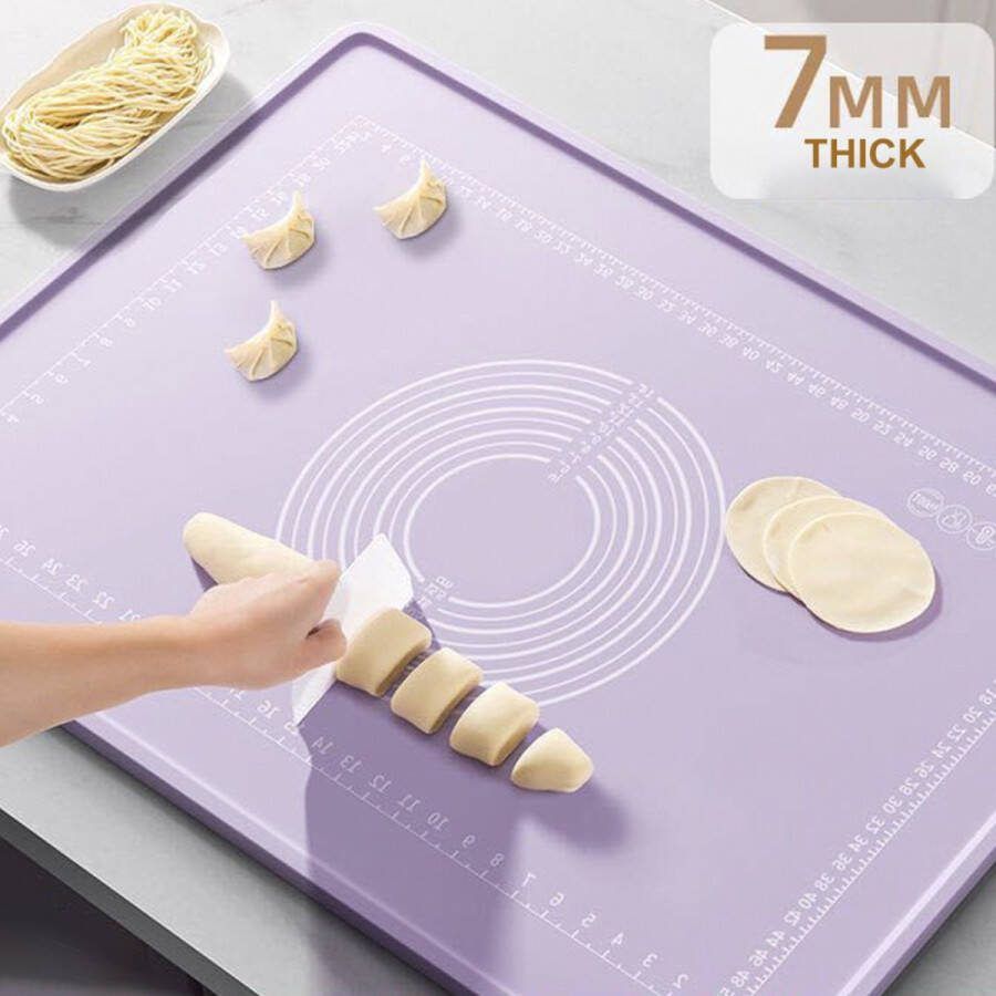 ZYLARO Siliconen bakmat XL bakmat 70x50 cm Deegmat Extra dik Hittebestendige tot 250°C Vaatwasserbestendig Polymeer antibacteriële structuur BPA-vrij Anti aanbak paars