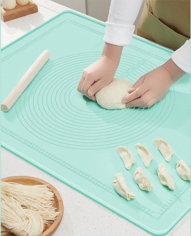 ZYLARO Siliconen bakmat XL bakmat 70x50 cm Deegmat extra dik Hittebestendige tot 250°C Vaatwasserbestendig Polymeer antibacteriële structuur BPA-vrij Anti aanbak groen