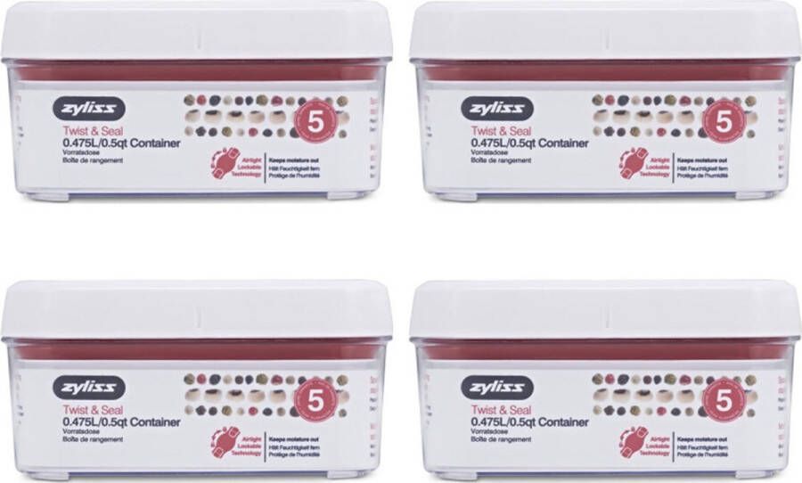 Zyliss Twist & Seal Vacuüm Vershouddozen bewaardozen 4x 0 475L
