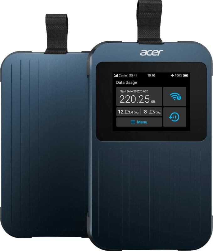 Acer Connect Enduro M3 5G Mobile Wi-Fi 20GB International Data Mi-Fi routers Blauw