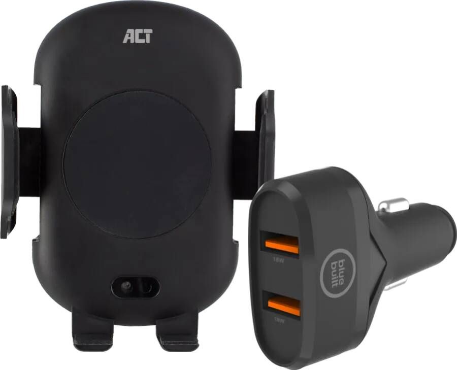 ACT Telefoonhouder Auto Luchtrooster Dashboard met Draadloos Opladen + Oplader 18W