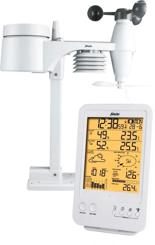 Alecto WS-4800 Professioneel weerstation Temperatuur Wind en regenval draadloze buitenunit