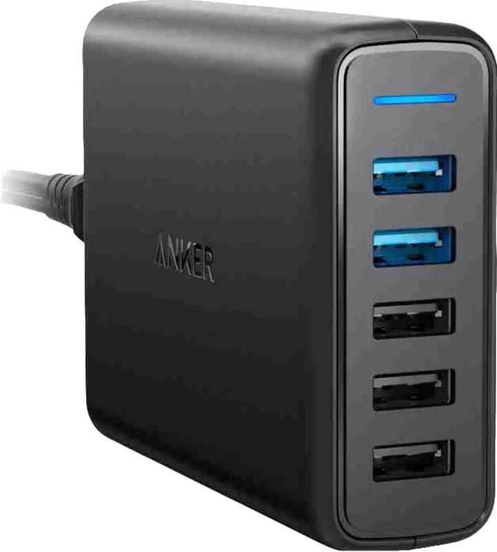 Anker POWERPORT SPEED 5 2X QC 3.0 USB Hub Zwart