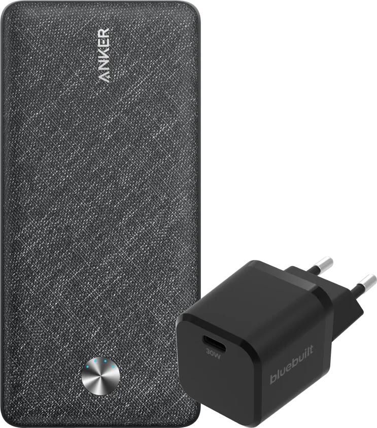 Anker Powerbank 20.000 mAh Quick Charge en Power Delivery Zwart + Oplader 30W Zwart