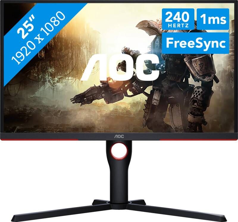 AOC PC-gamingscherm 25G3ZM BK 24 5 VA FHD 0 5 ms 240 Hz HDMI DisplayPort Pivot In hoogte verstelbaar Adaptive Sync