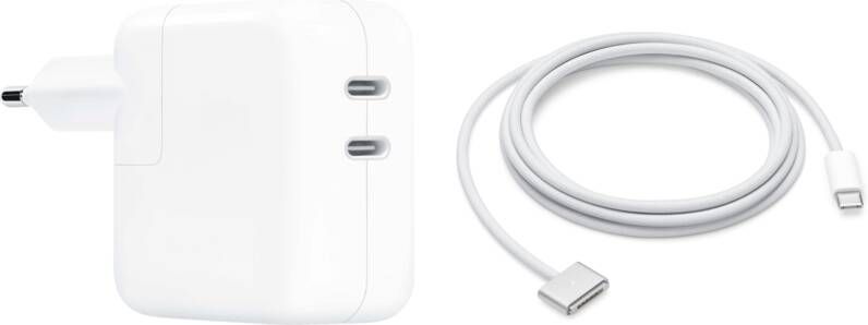 Apple 35W Power Adapter Met 2 Usb C Poorten + usb C naar MagSafe 3 Kabel (2m)