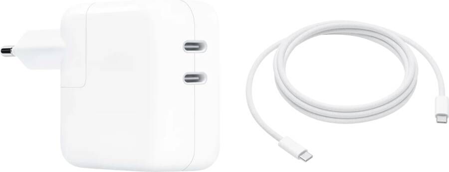 Apple 35W Power Adapter Met 2 Usb C Poorten + usb C Oplaadkabel (2m)